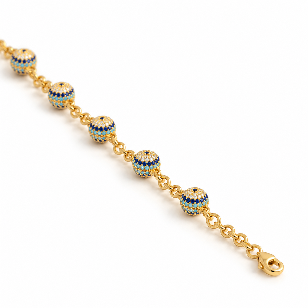 Evil Eye Gold Plated Silver Bracelet