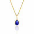Lapis Lazuli Drop Gold Plated Silver Necklace 