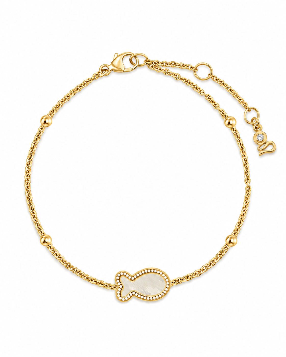 "Mini" Fish Mother-of-Pearl Silver Bracelet