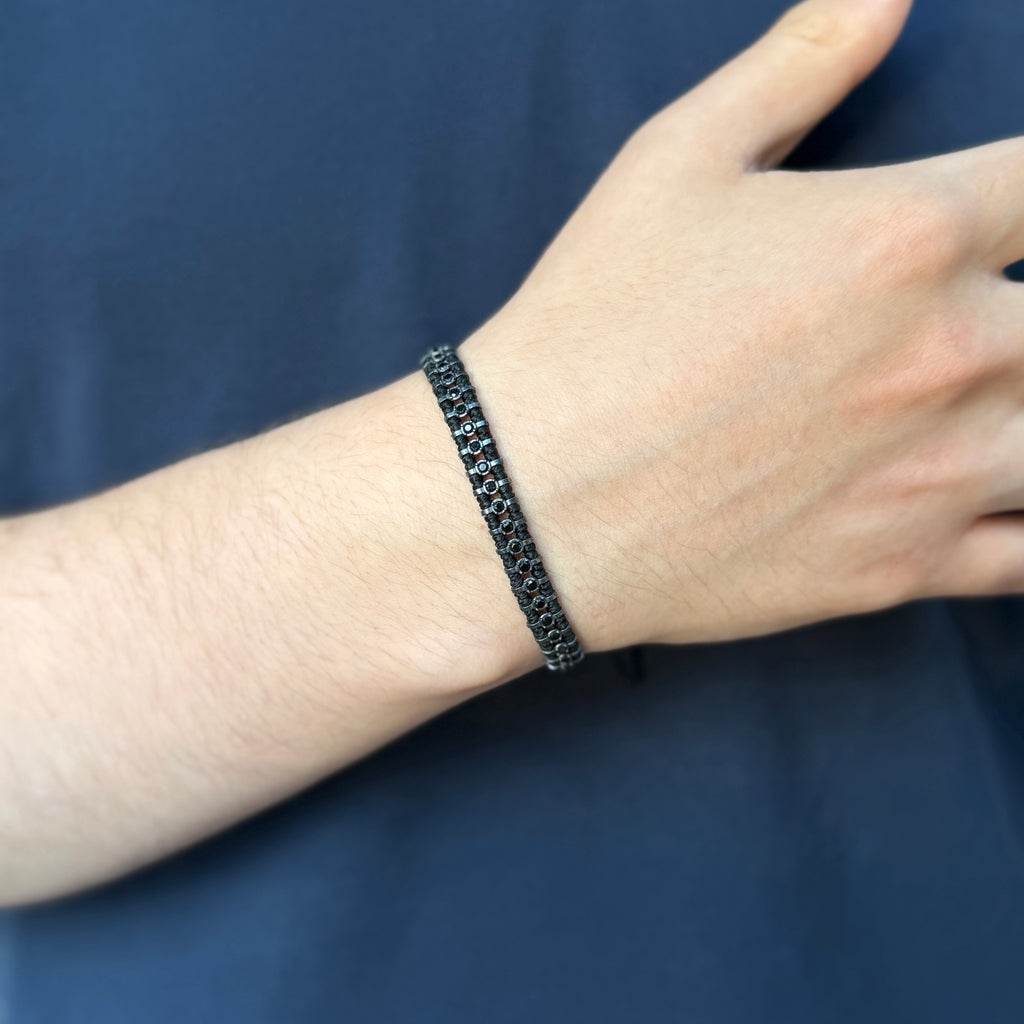 Handwoven Double Band Onyx Bracelet