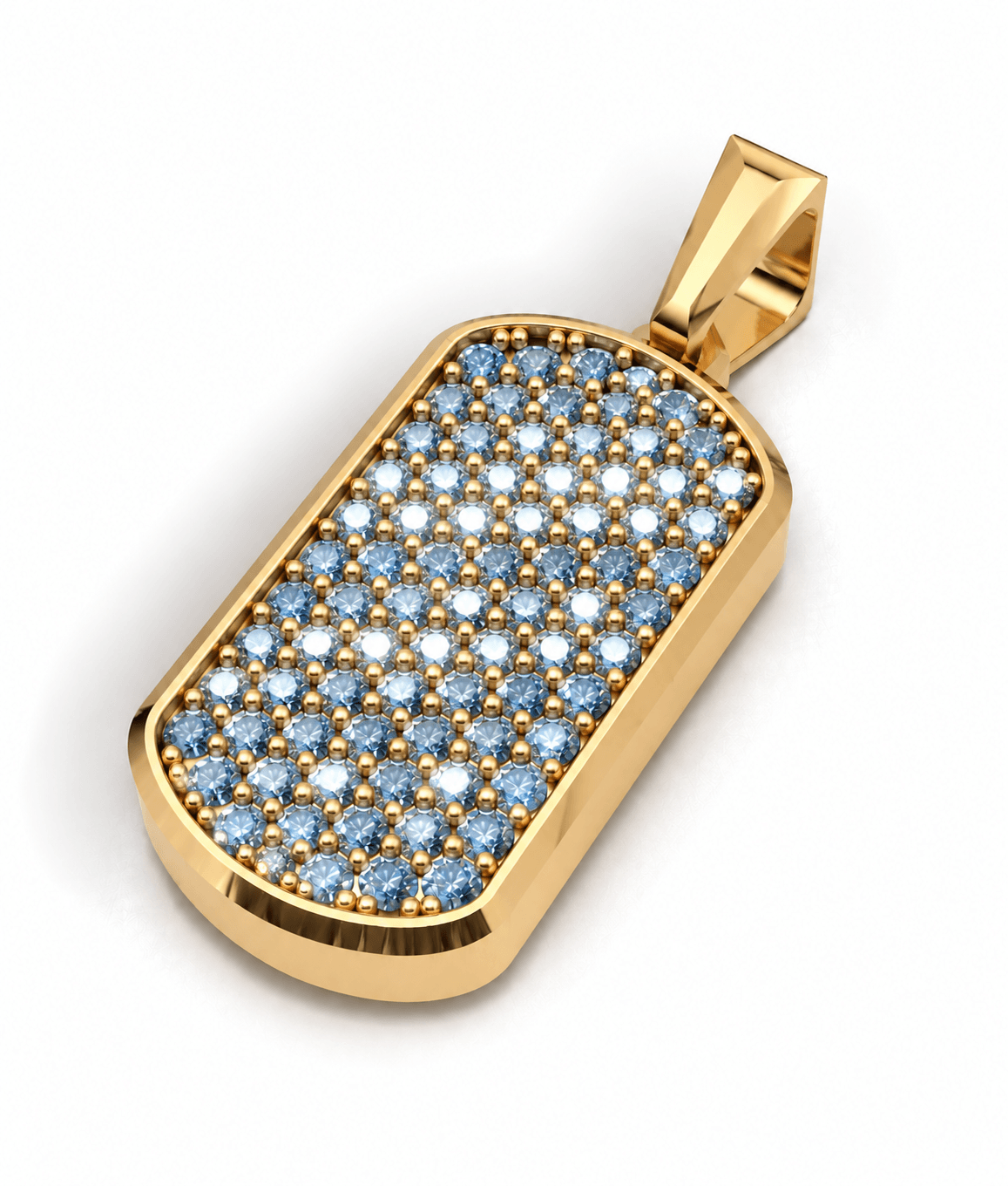 Azure Small Frame Pavé Tag Silver Necklace