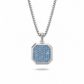 Azure Square Frame Pavé Silver Necklace