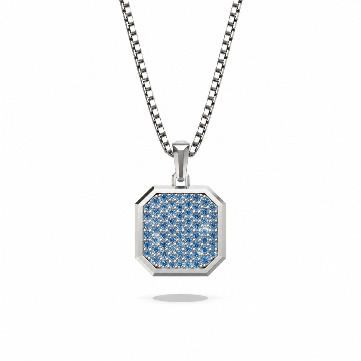 Azure Square Frame Pavé Silver Necklace