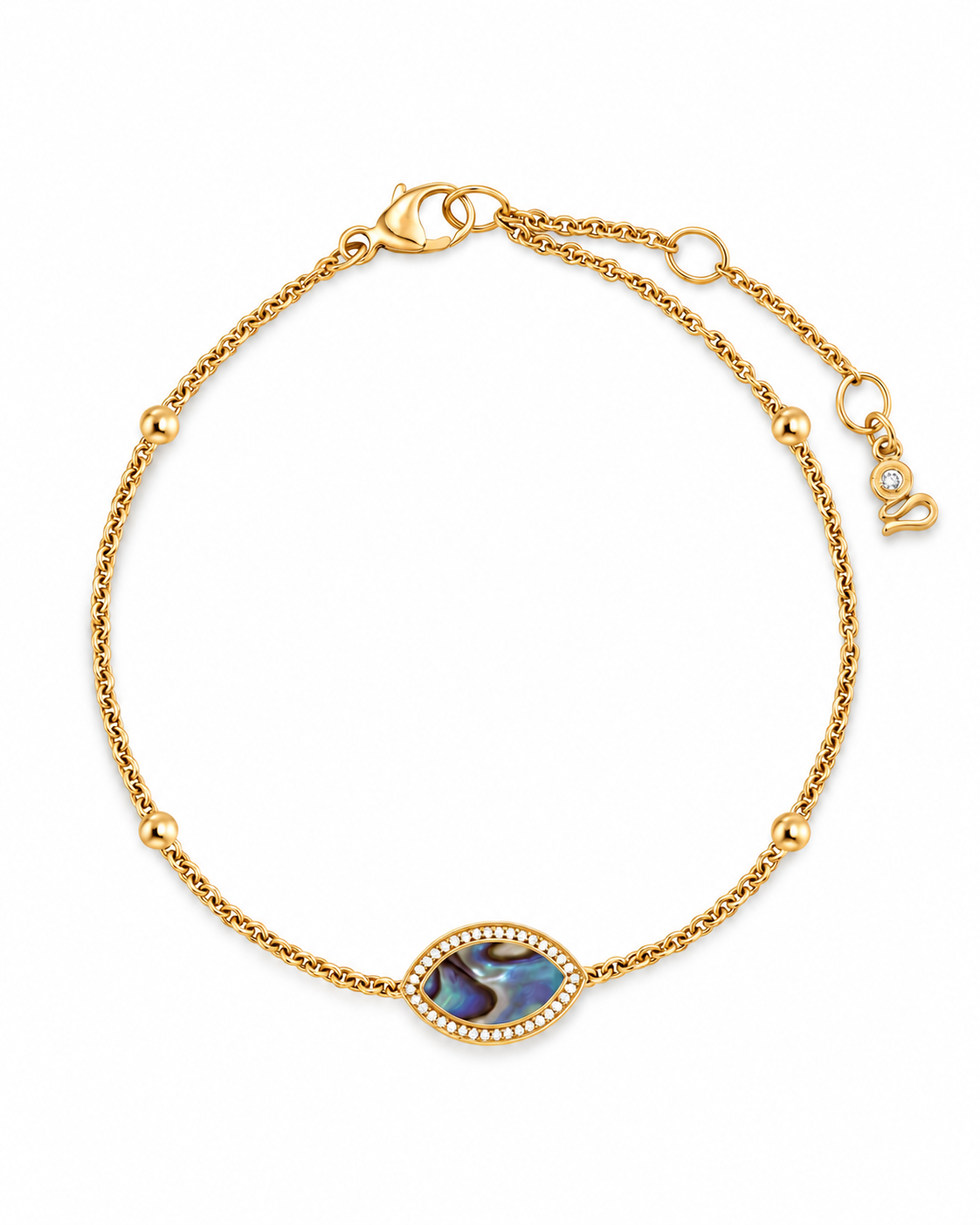 "Mini" Marquis Ocean Mother-of-Pearl Silver Bracelet