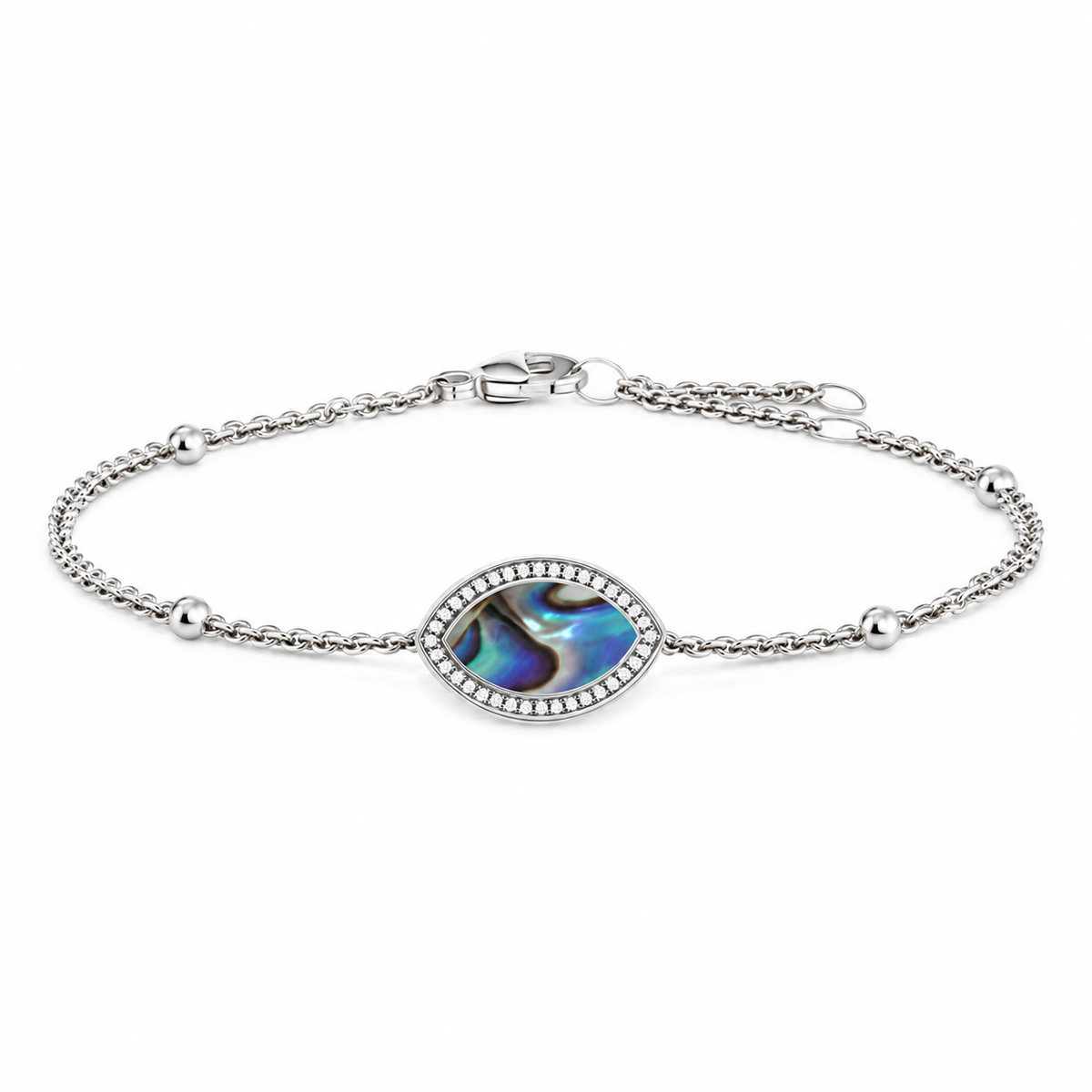 "Mini" Marquis Ocean Mother-of-Pearl Silver Bracelet