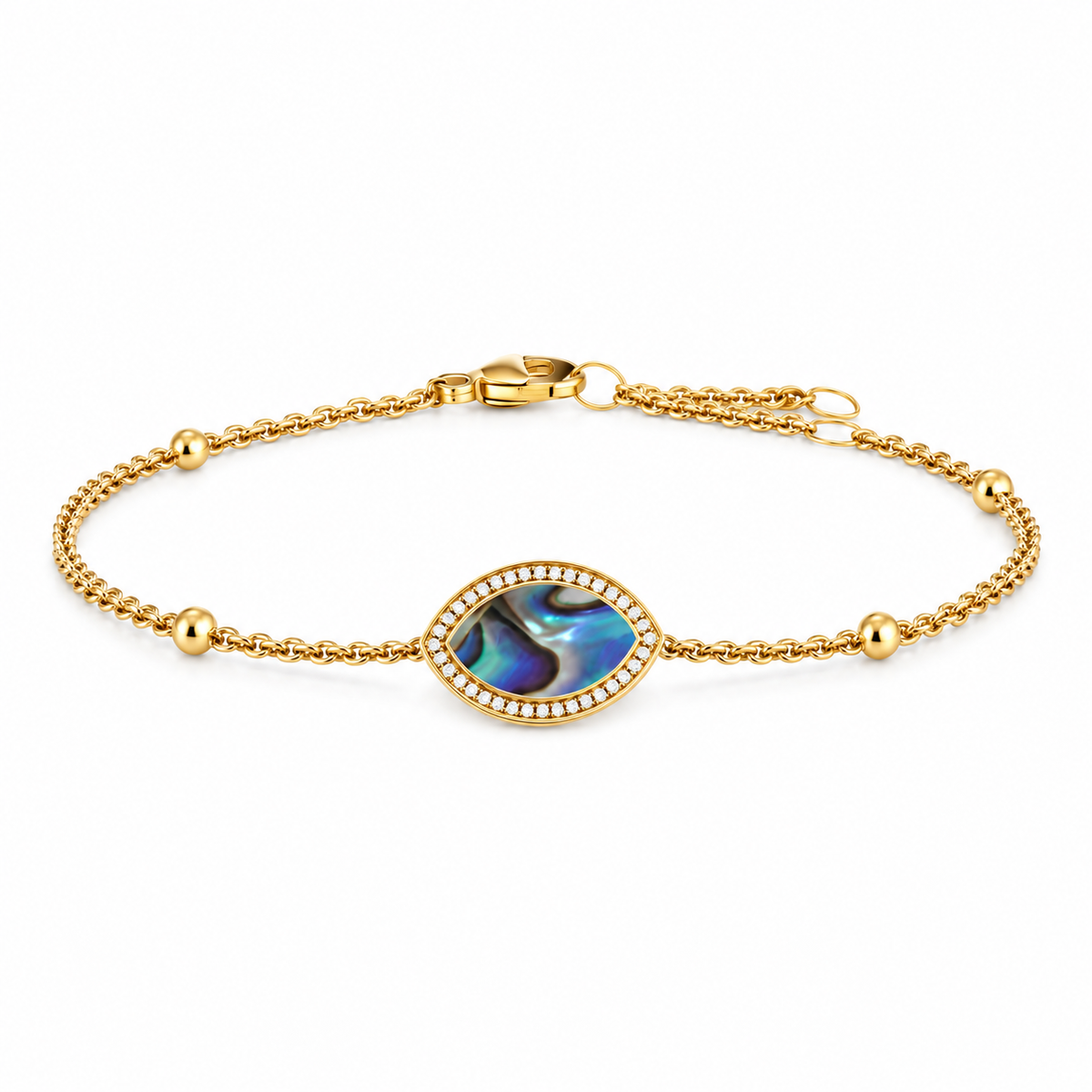 "Mini" Marquis Ocean Mother-of-Pearl Silver Bracelet