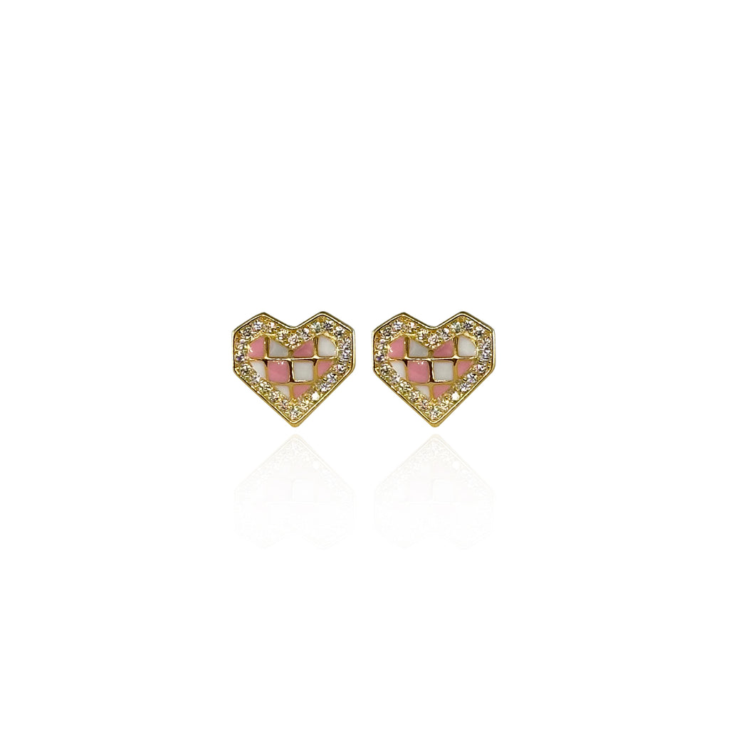 Heart Pixel Silver Earrings 