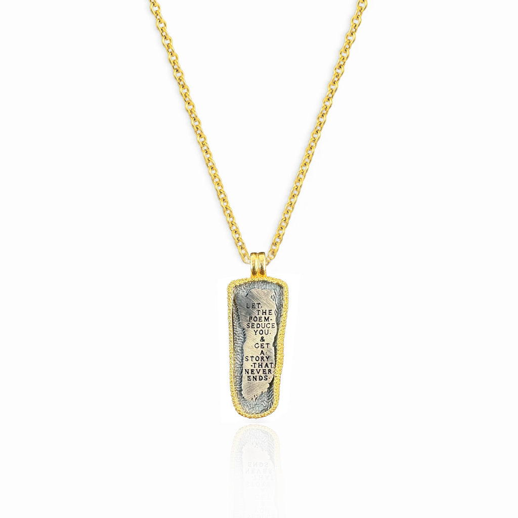 Let The Poems Gold Plated Silver &amp; Oxidized Necklace 