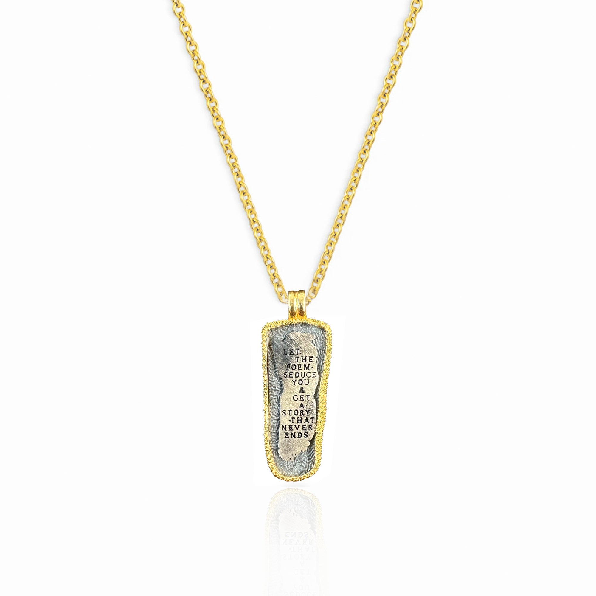 Let The Poems Gold Plated Silver &amp; Oxidized Necklace 