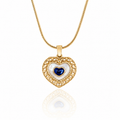 Heart Evil Eye Enamel Gold Plated Silver Necklace 