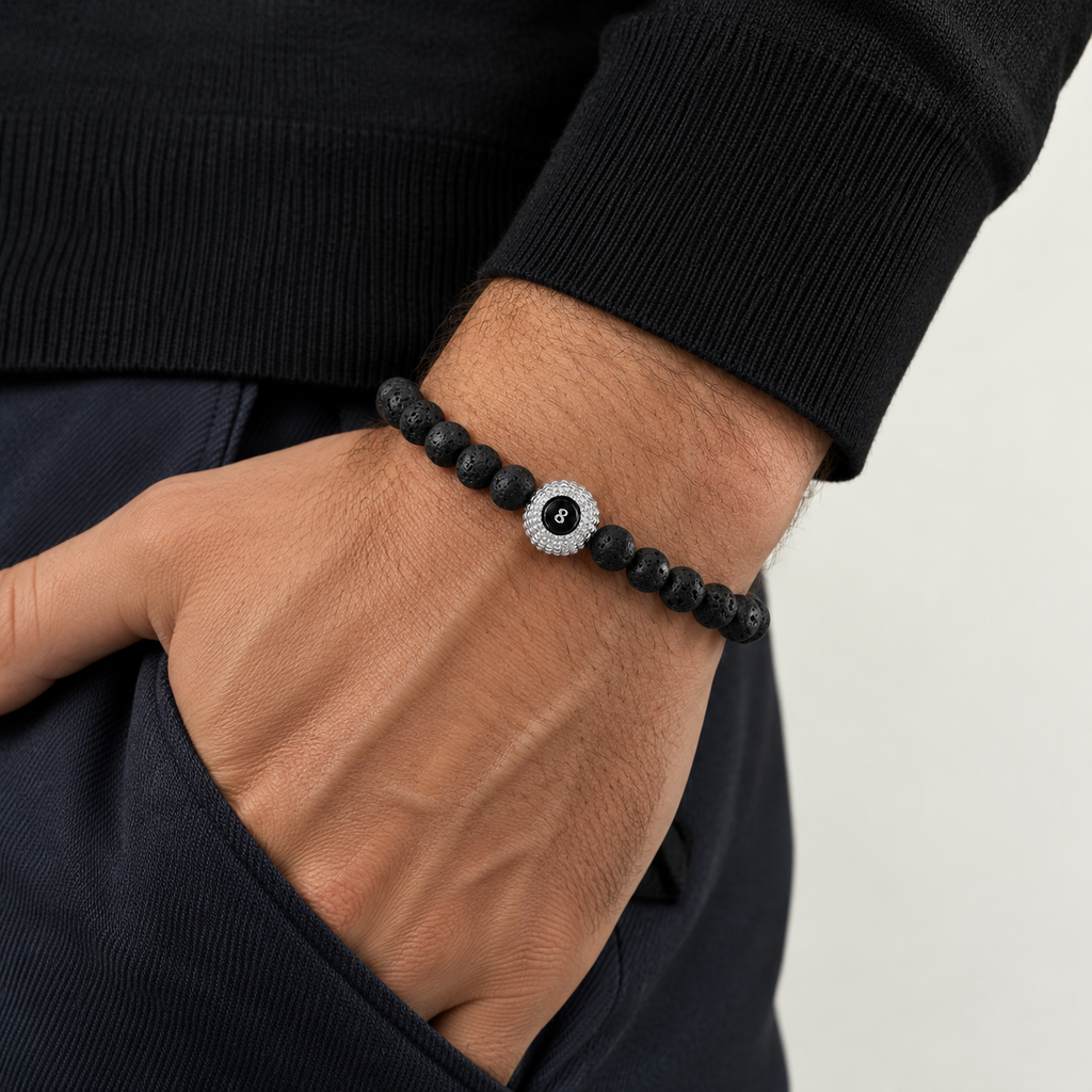 Lava Stone Billiard Ball Bracelet 