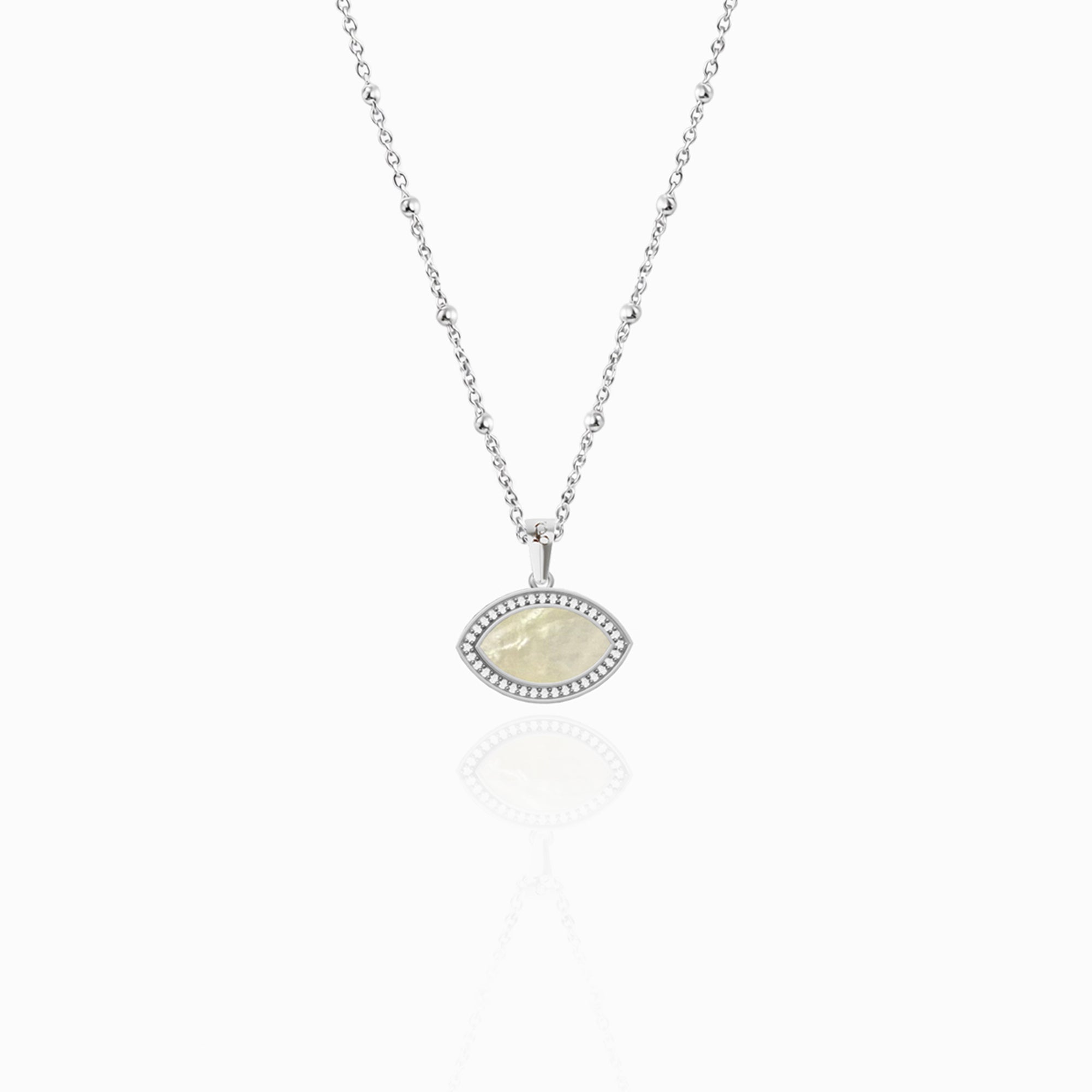 "Mini" Marquise Mother-of-Pearl Silver Necklace