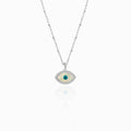 "Mini" Marquise Mother-of-Pearl Eye Silver Necklace