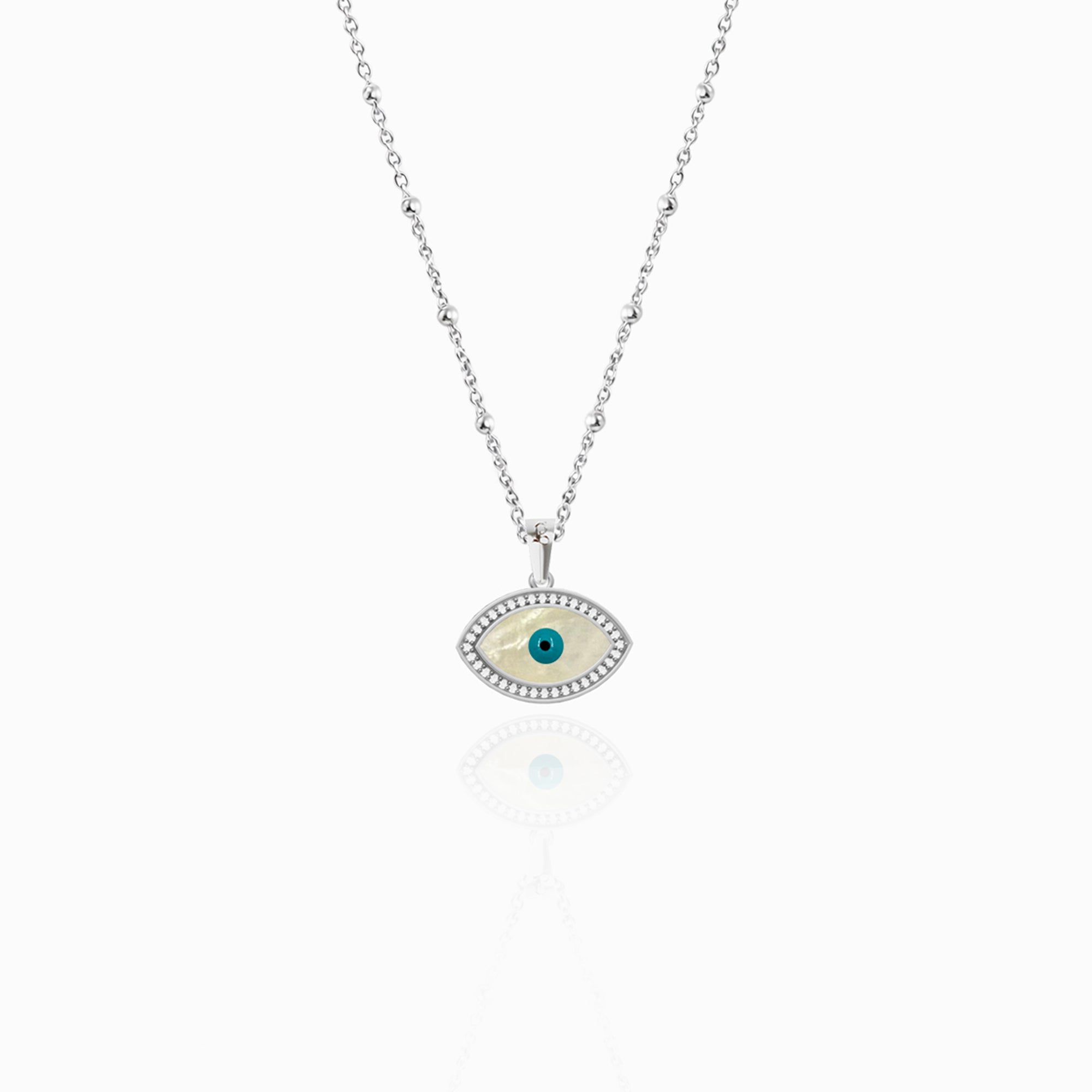 "Mini" Marquise Mother-of-Pearl Eye Silver Necklace