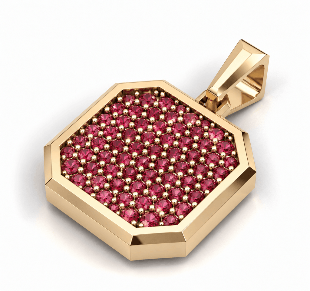 Ruby Square Frame Pavé Silver Necklace