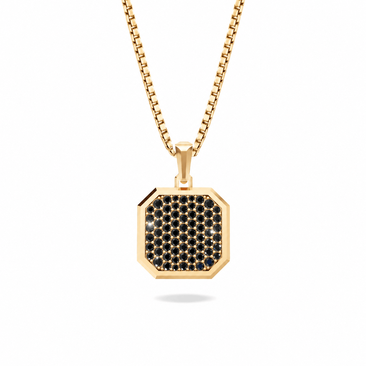 Onyx Square Frame Pavé Silver Necklace