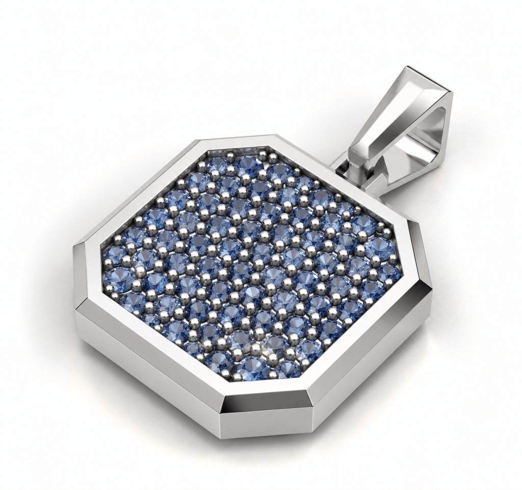 Midnight Square Frame Pavé Silver Necklace