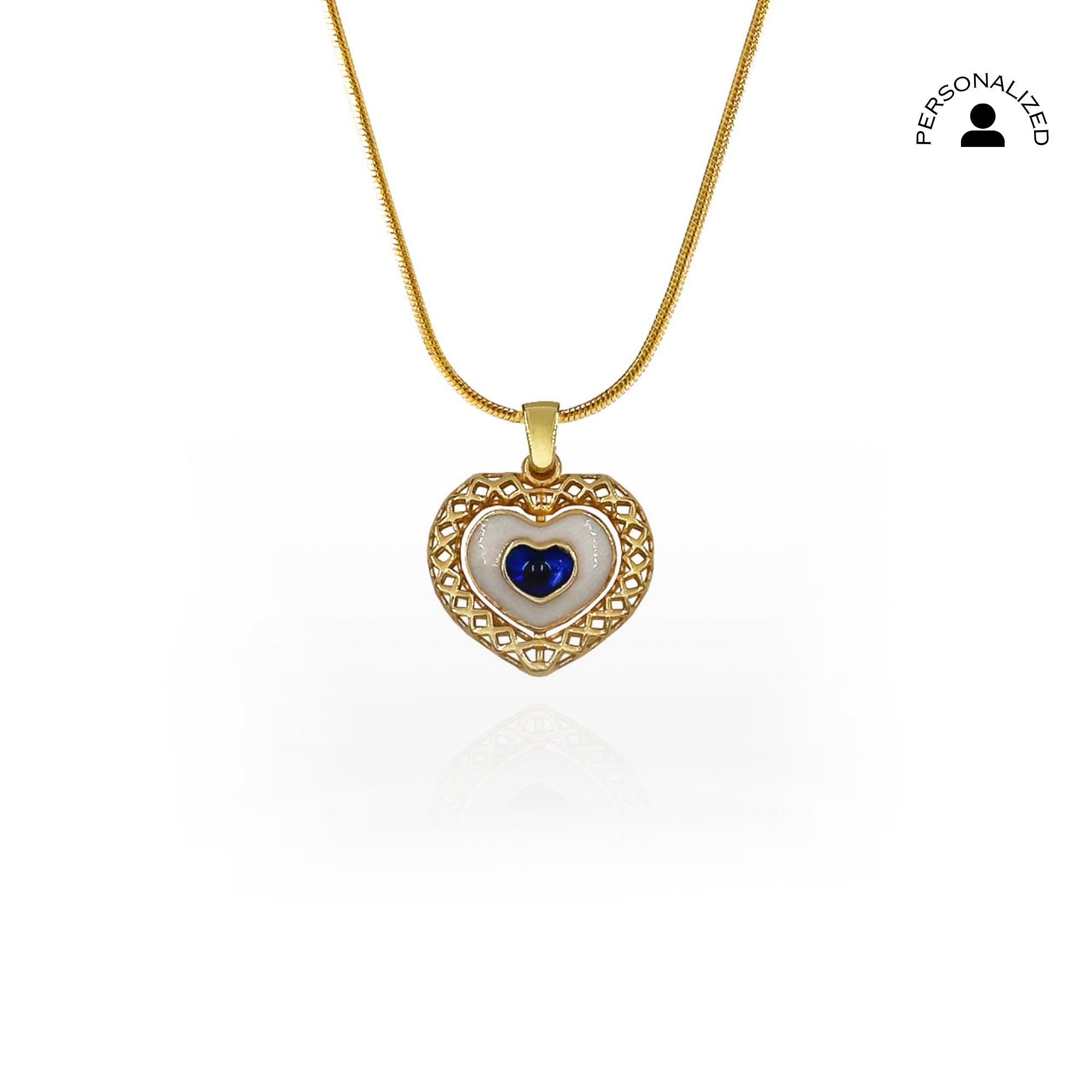 Kalp Nazar Mineli Altın Kaplama Gümüş Kolye