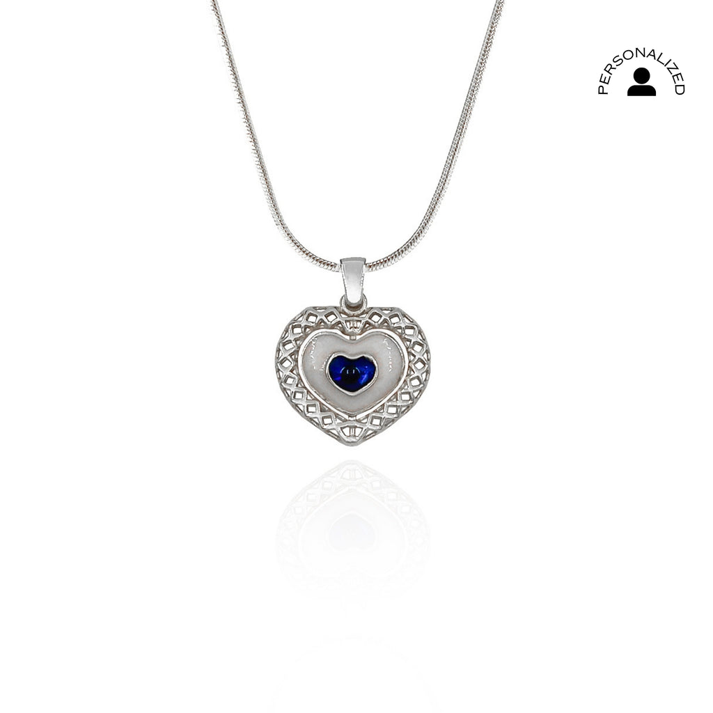 Heart Evil Eye Enamel Silver Necklace 