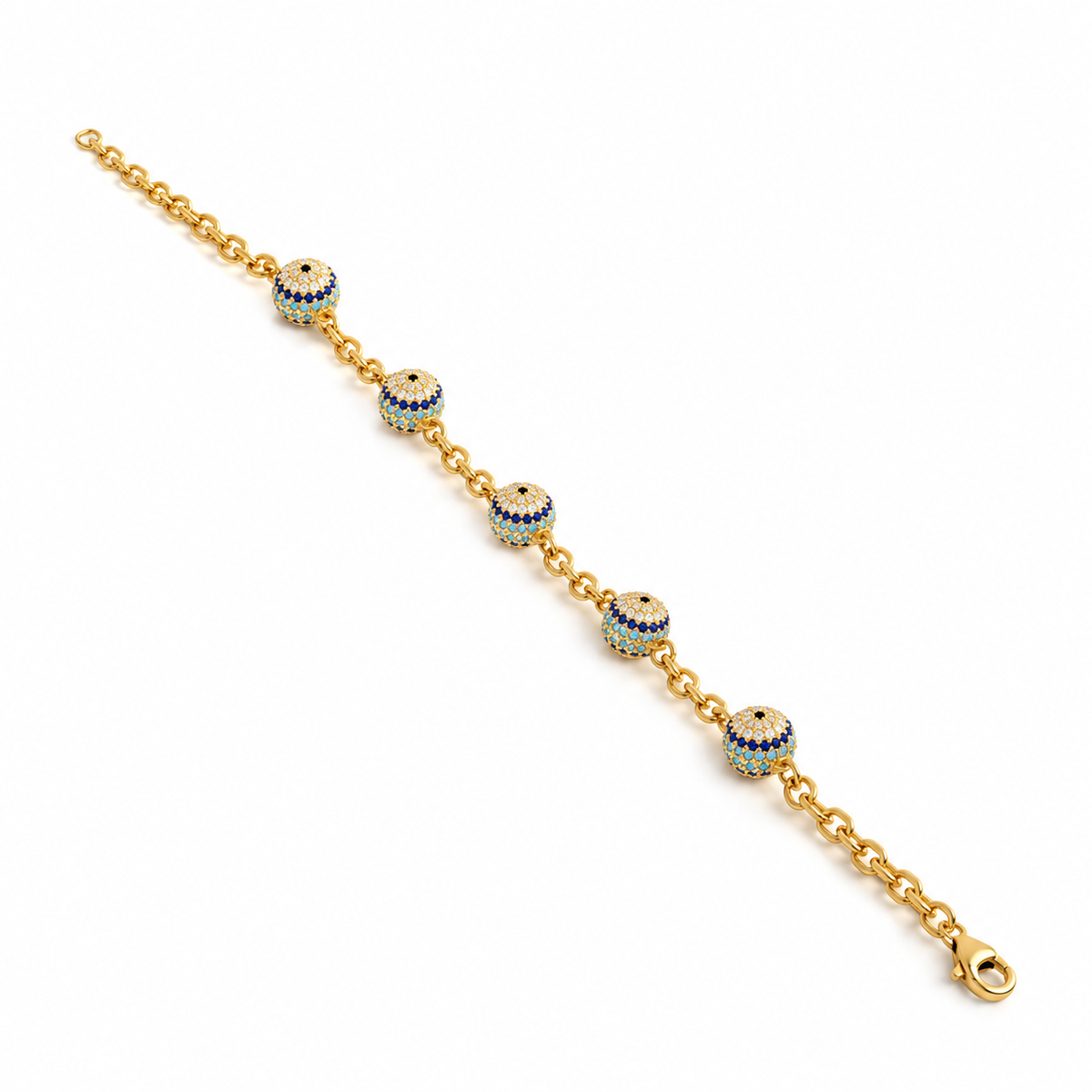 Evil Eye Gold Plated Silver Bracelet