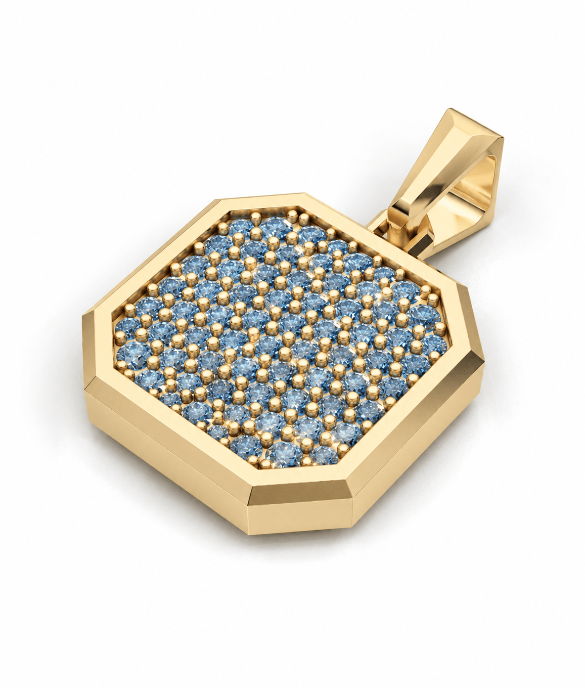 Azure Square Frame Pavé Silver Necklace