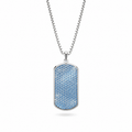 Azure Big Frame Pavé Tag Silver Necklace