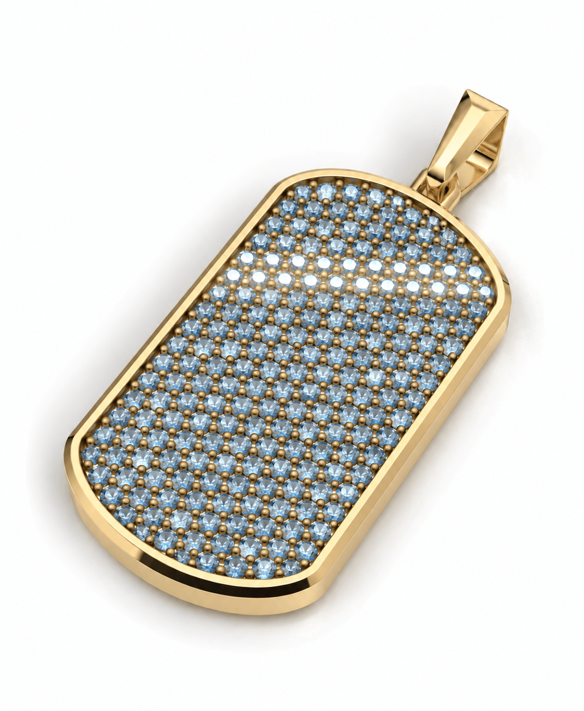 Azure Big Frame Pavé Tag Silver Necklace
