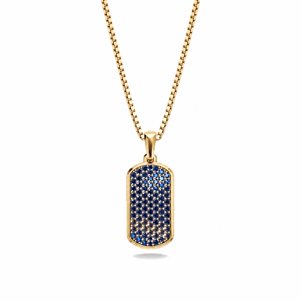 Midnight Small Frame Pavé Tag Silver Necklace
