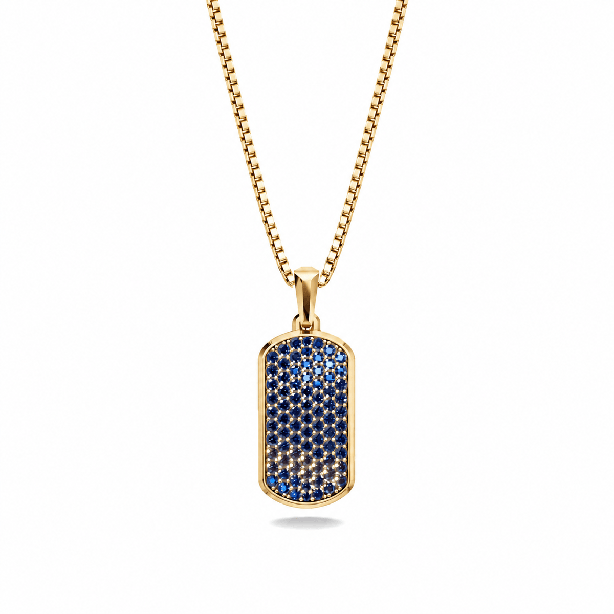 Midnight Small Frame Pavé Tag Silver Necklace