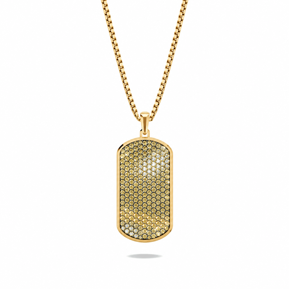 Champagne Big Frame Pavé Tag Silver Necklace