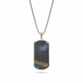 Onyx Big Frame Pavé Tag Silver Necklace