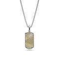 Champagne Small Frame Pavé Tag Silver Necklace