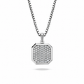 Moissanite Square Frame Pavé Silver Necklace