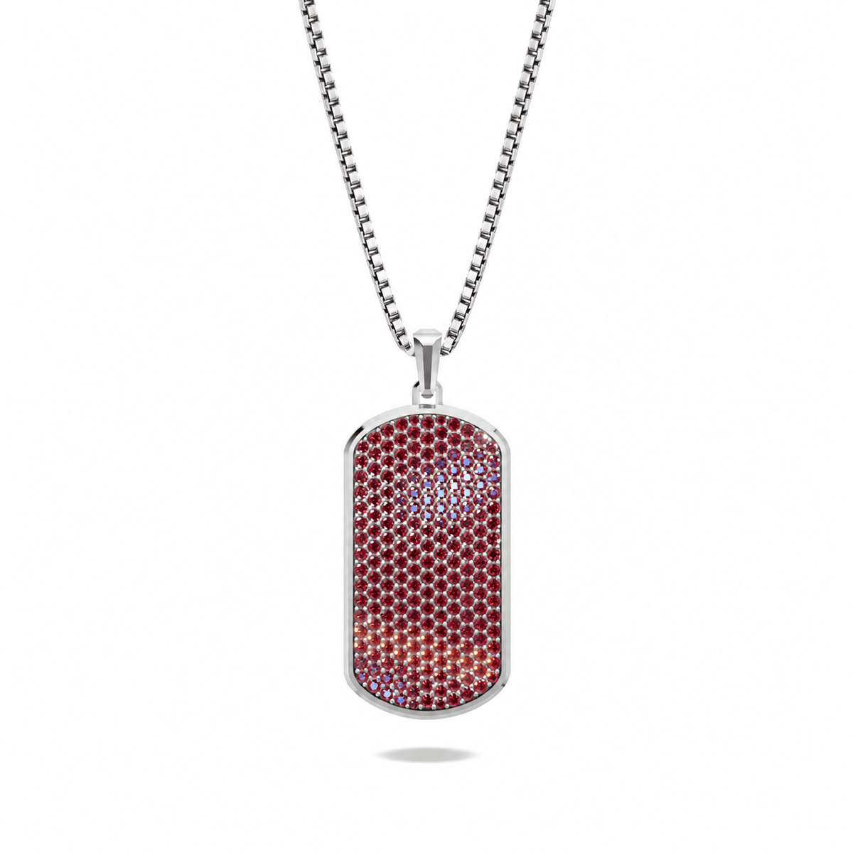Ruby Big Frame Pavé Tag Silver Necklace