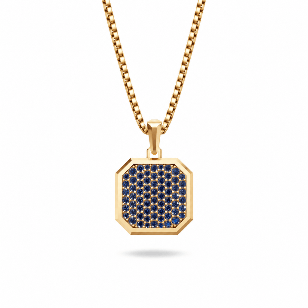 Midnight Square Frame Pavé Silver Necklace