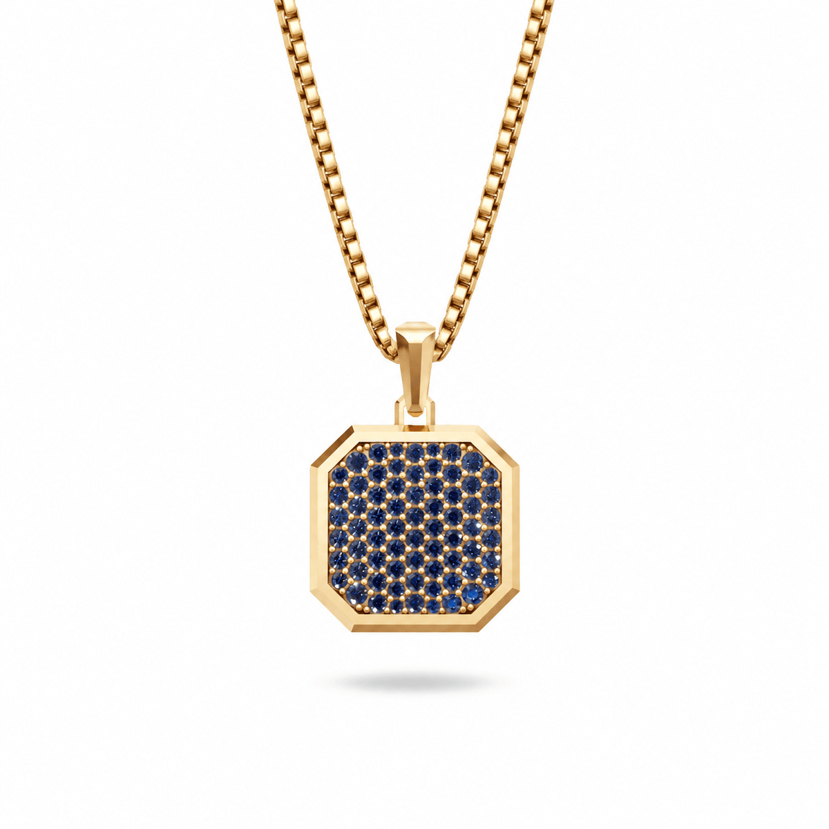 Midnight Square Frame Pavé Silver Necklace