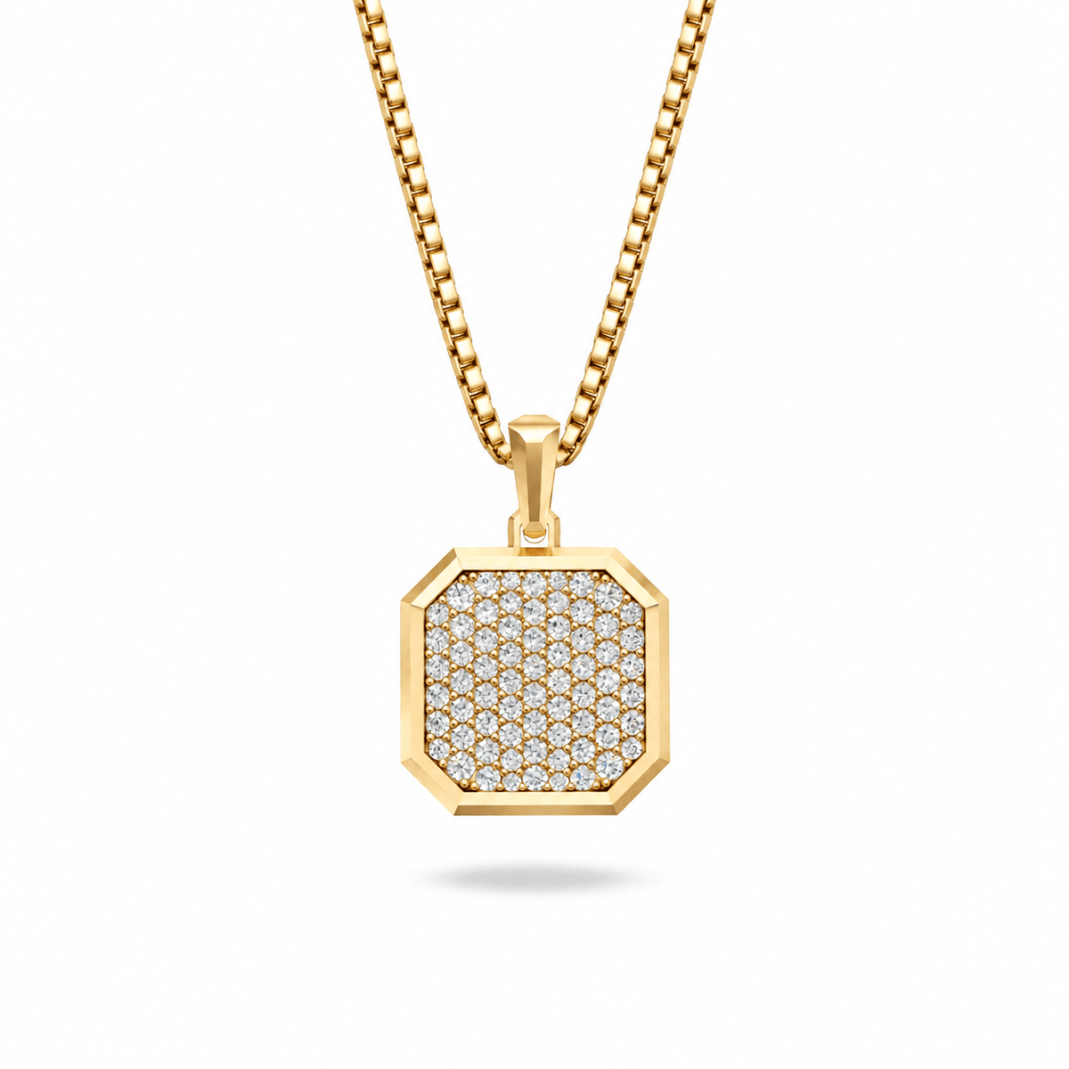 Moissanite Square Frame Pavé Silver Necklace