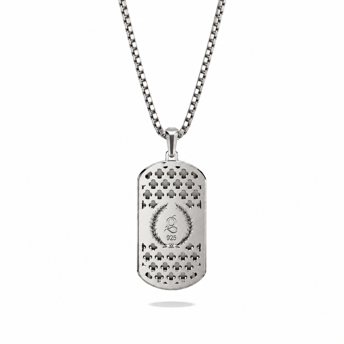 Initial Big Frame Two Tone Silver Necklace