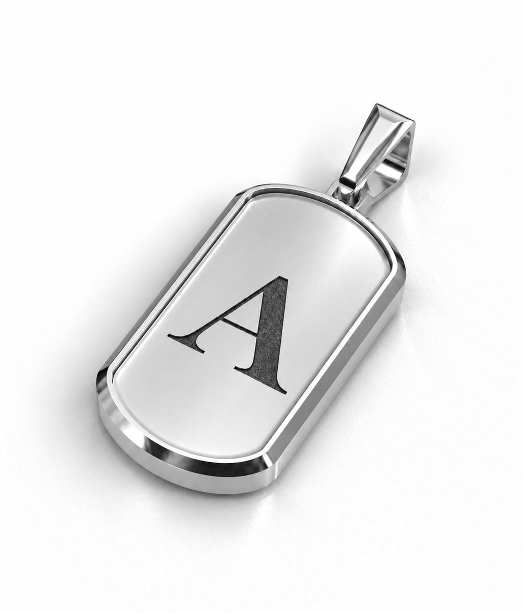 Initial Small Frame Silver Necklace