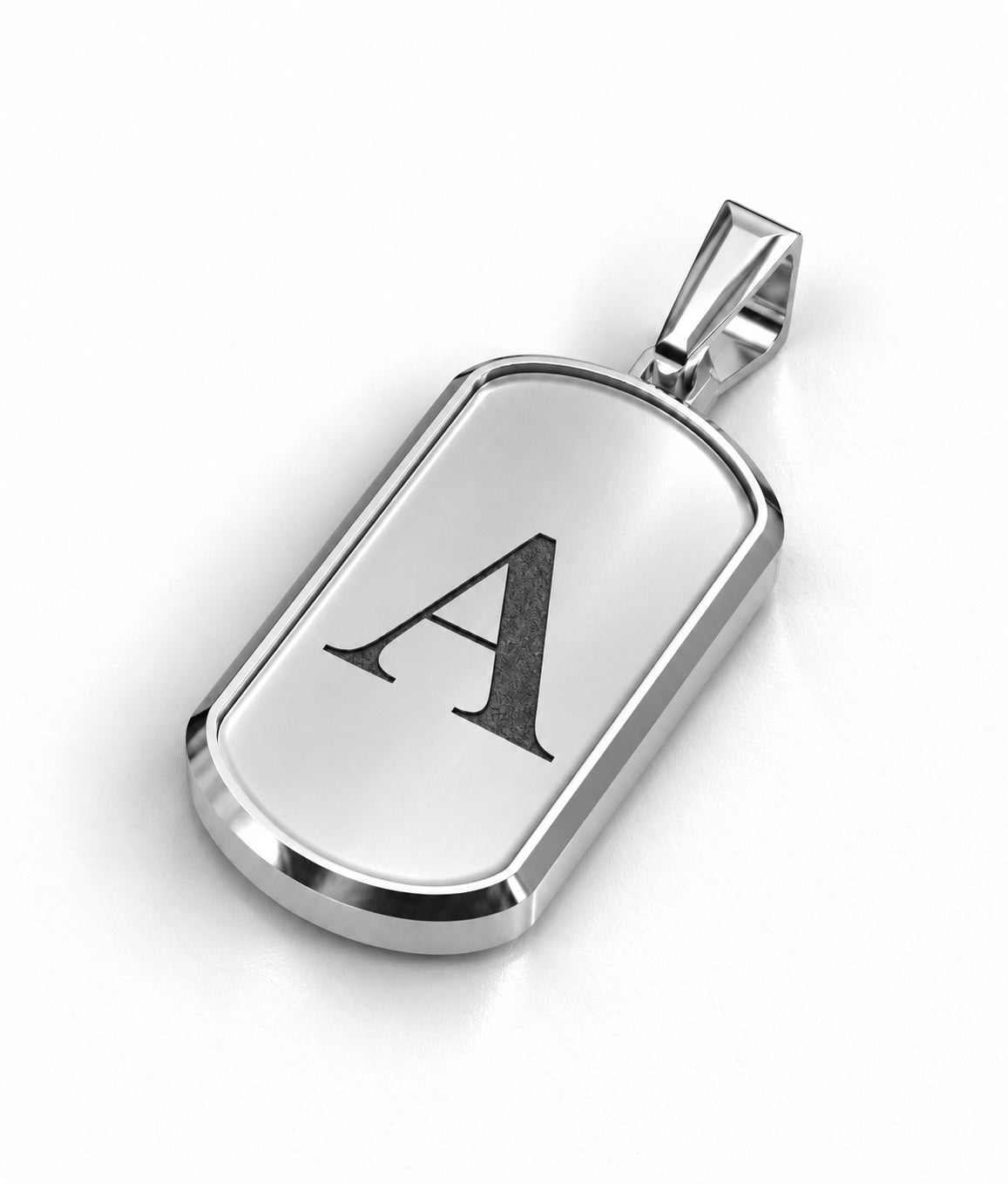 Initial Small Frame Silver Necklace
