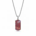 Ruby Small Frame Pavé Tag Silver Necklace