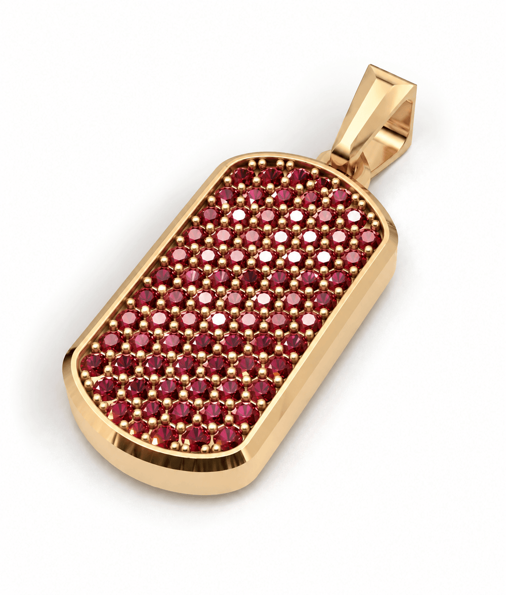 Ruby Small Frame Pavé Tag Silver Necklace