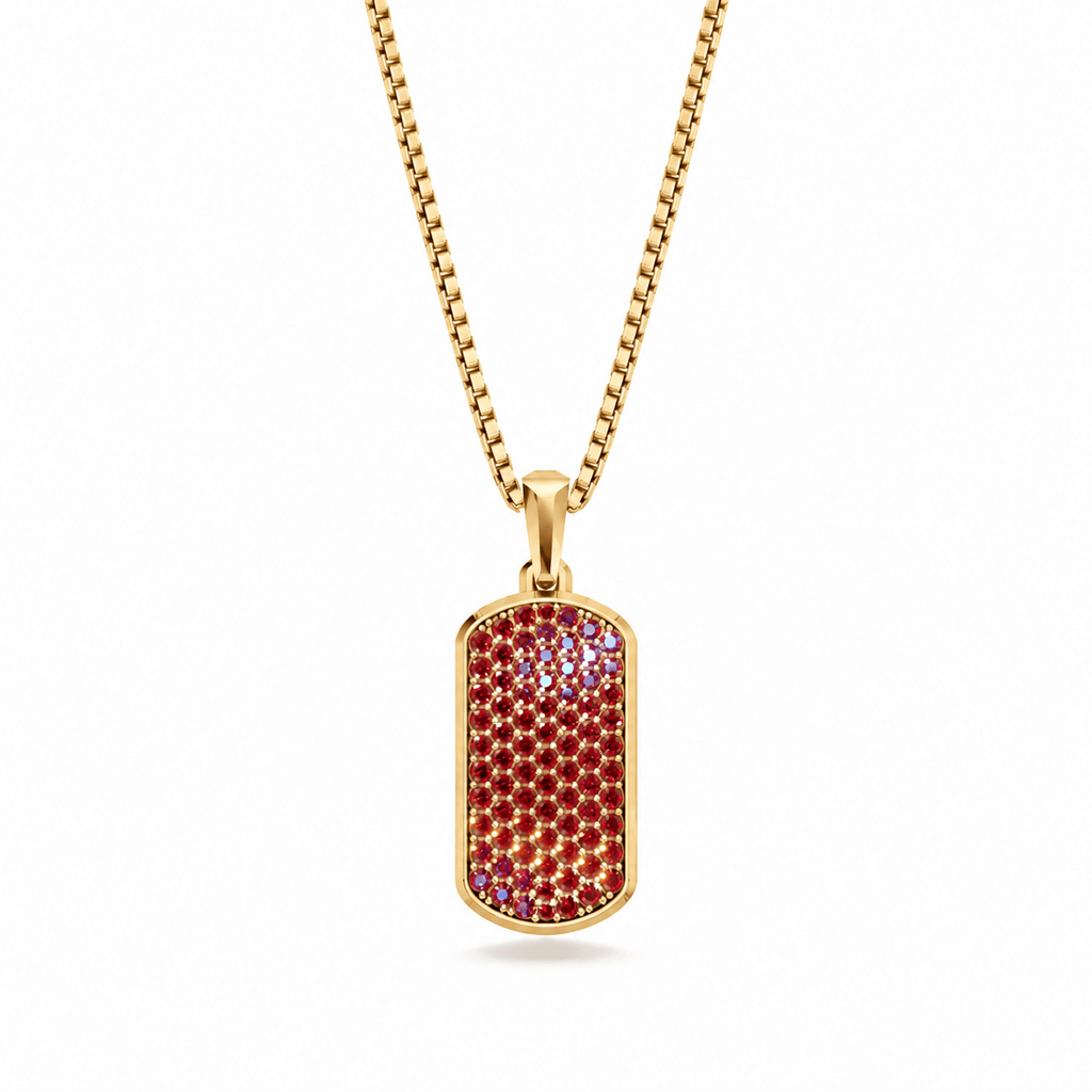 Ruby Small Frame Pavé Tag Silver Necklace