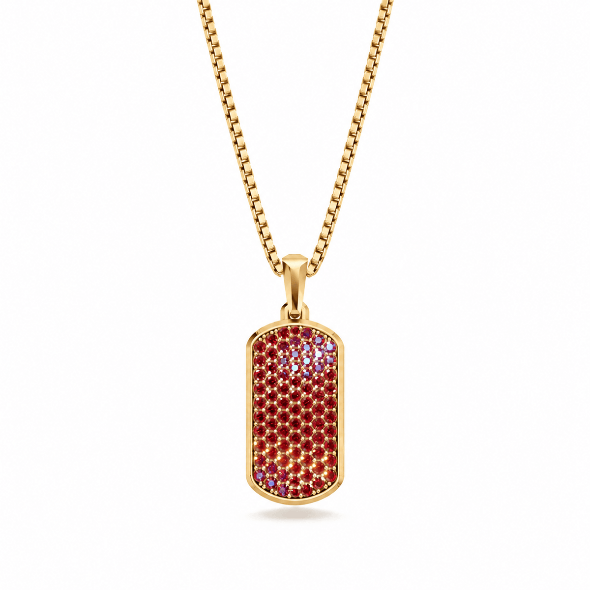Ruby Small Frame Pavé Tag Silver Necklace