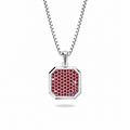 Ruby Square Frame Pavé Silver Necklace