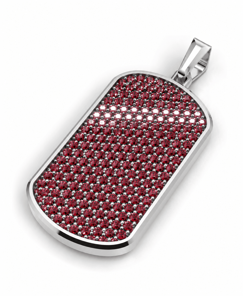 Ruby Big Frame Pavé Tag Silver Necklace