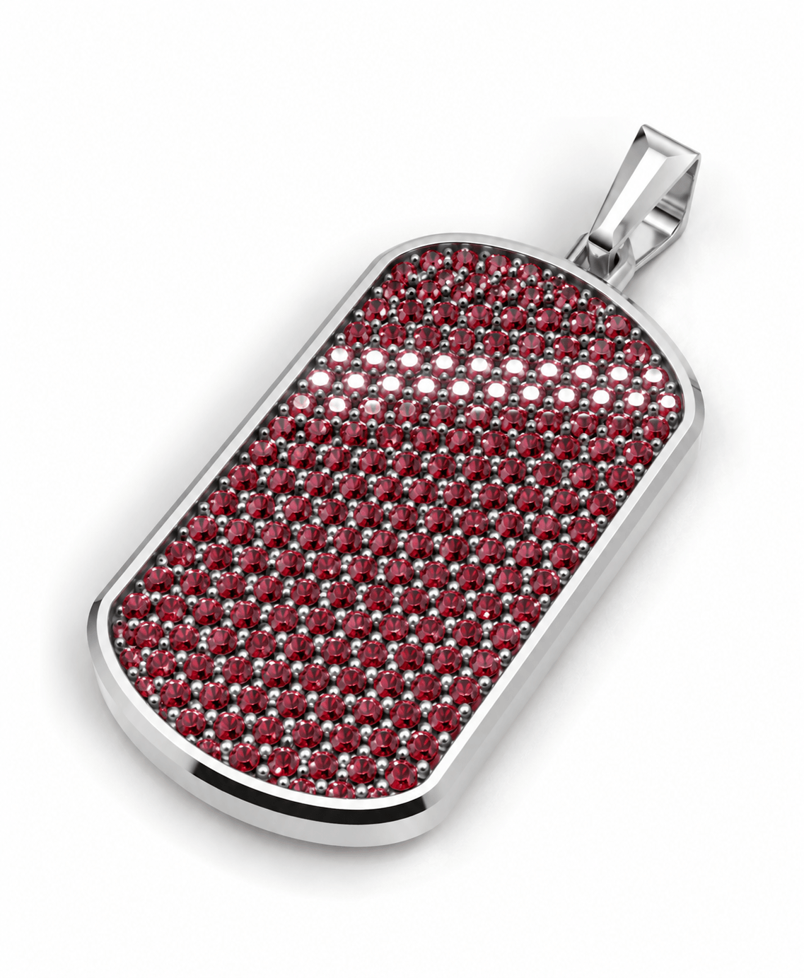 Ruby Big Frame Pavé Tag Silver Necklace