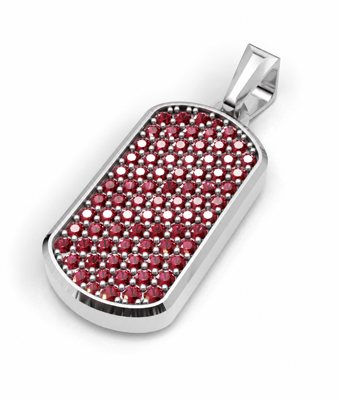 Ruby Small Frame Pavé Tag Silver Necklace