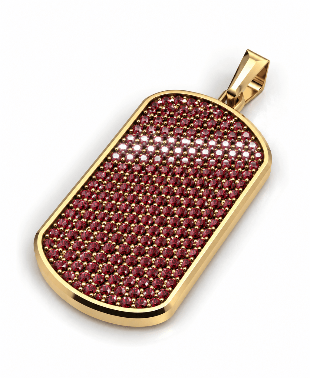 Ruby Big Frame Pavé Tag Silver Necklace