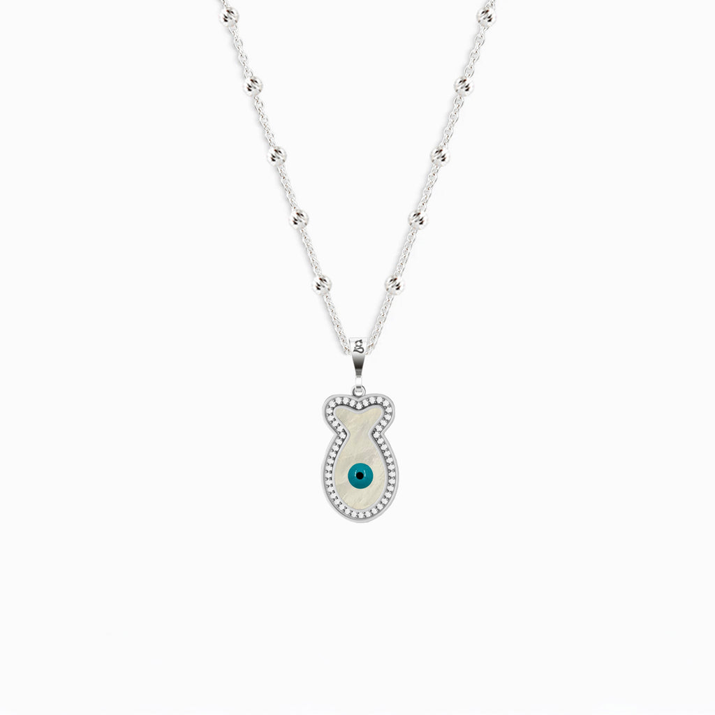 Fish Pearl Eye Silver Necklace 